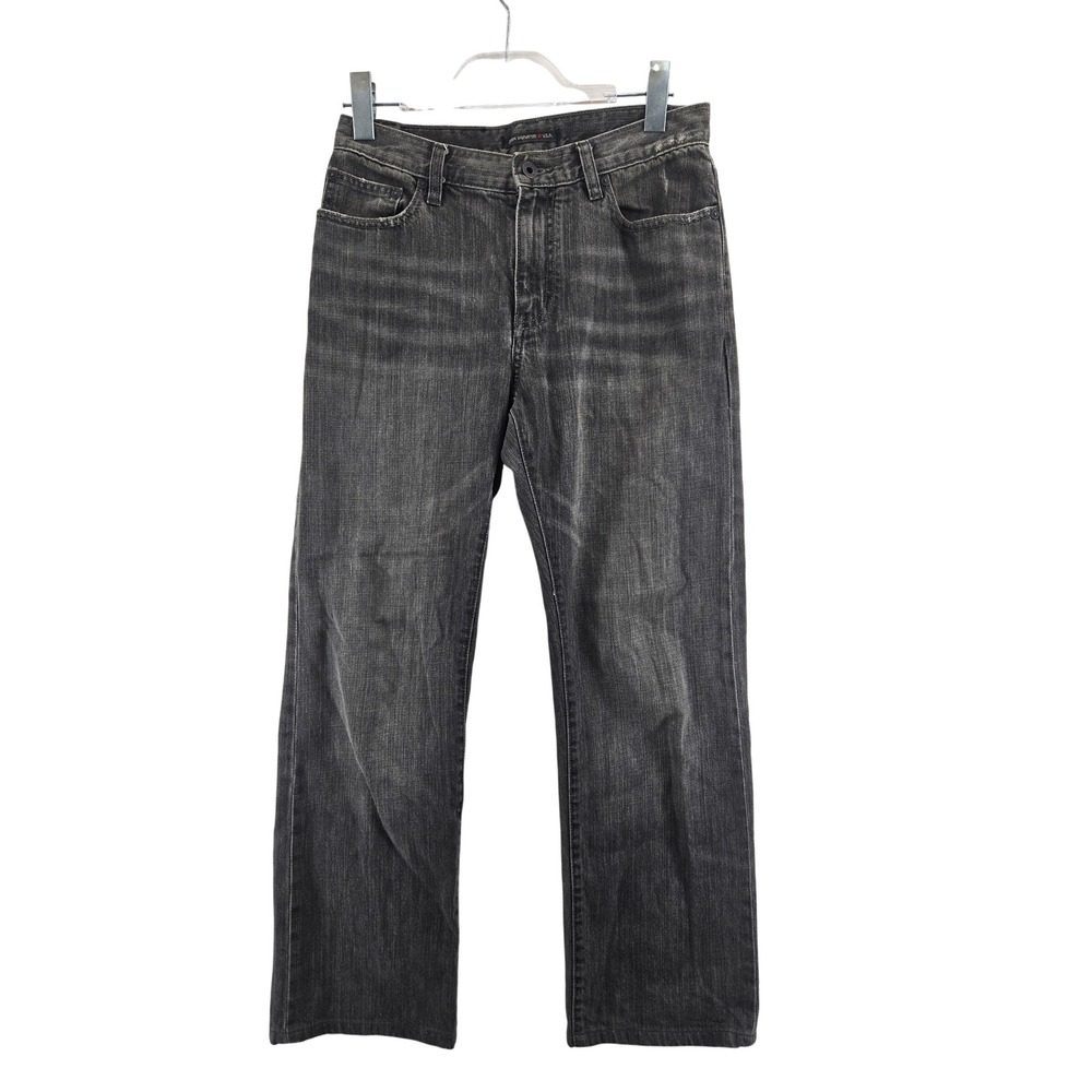 John Varvatos USA Mens Faded Black Straight Leg Jeans 30‎ Distressed Flawed